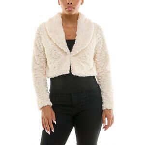 NEW NINA LEONARD women's cropped coat jacket in cream puff